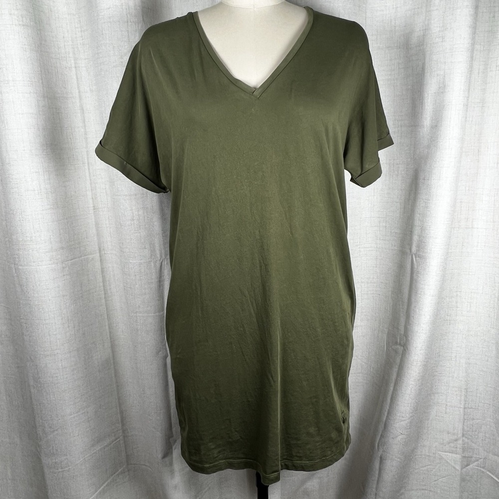 NEW! G Star Raw Joosa V Neck Jersey‎ Tshirt Dress Sage Green Size Small Pockets